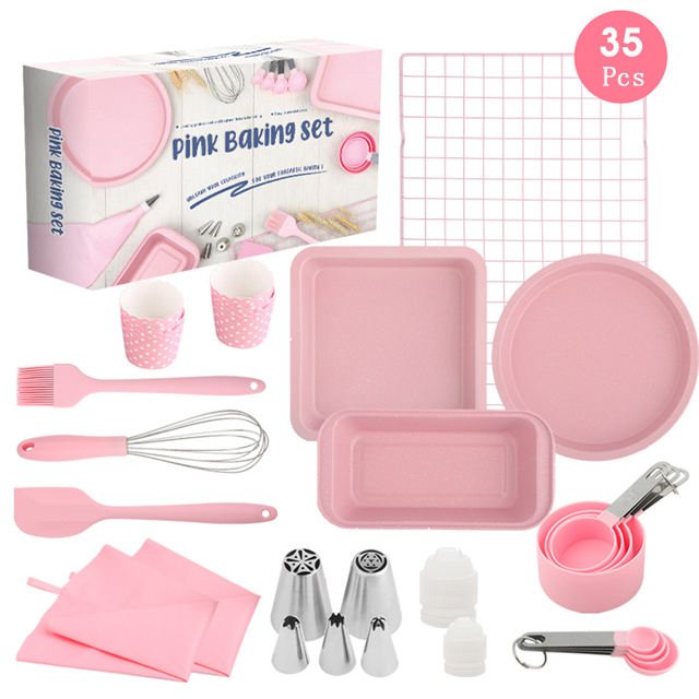 Customized Kitchen Bakeware 25PCS Silicone Spatula Brush Cake Pan Tray Mold Set Non Stick Nozzle Cake Beginner Baking Tool Set