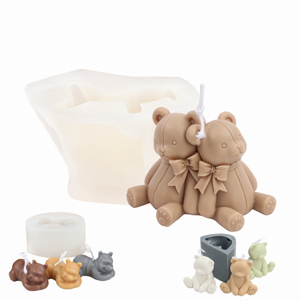 Gift Party Silicone Brown Bear Candle Mold Animal Scent Candle Mold DIY Bear Candle Making Supplies Simple Style Decoration