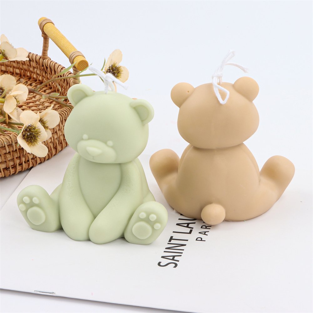 Gift Party Silicone Brown Bear Candle Mold Animal Scent Candle Mold DIY Bear Candle Making Supplies Simple Style Decoration