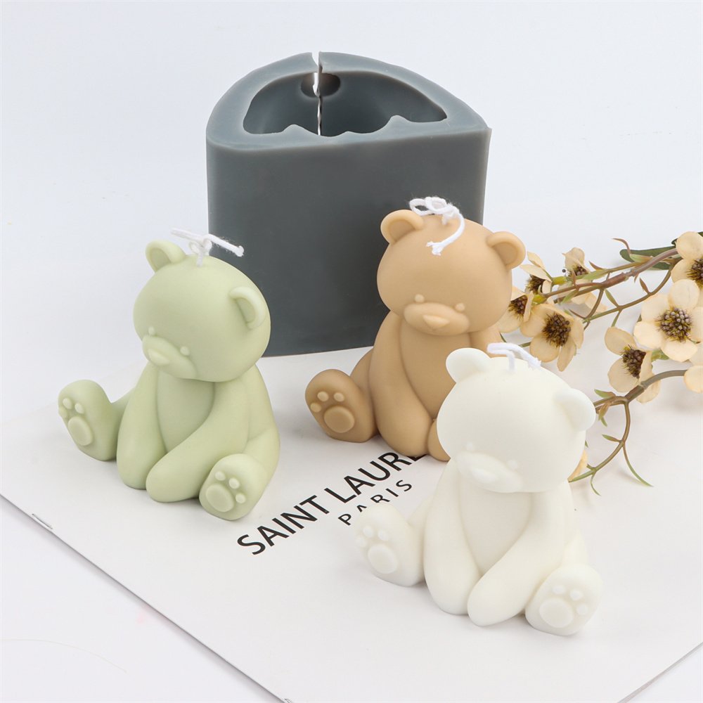 Gift Party Silicone Brown Bear Candle Mold Animal Scent Candle Mold DIY Bear Candle Making Supplies Simple Style Decoration
