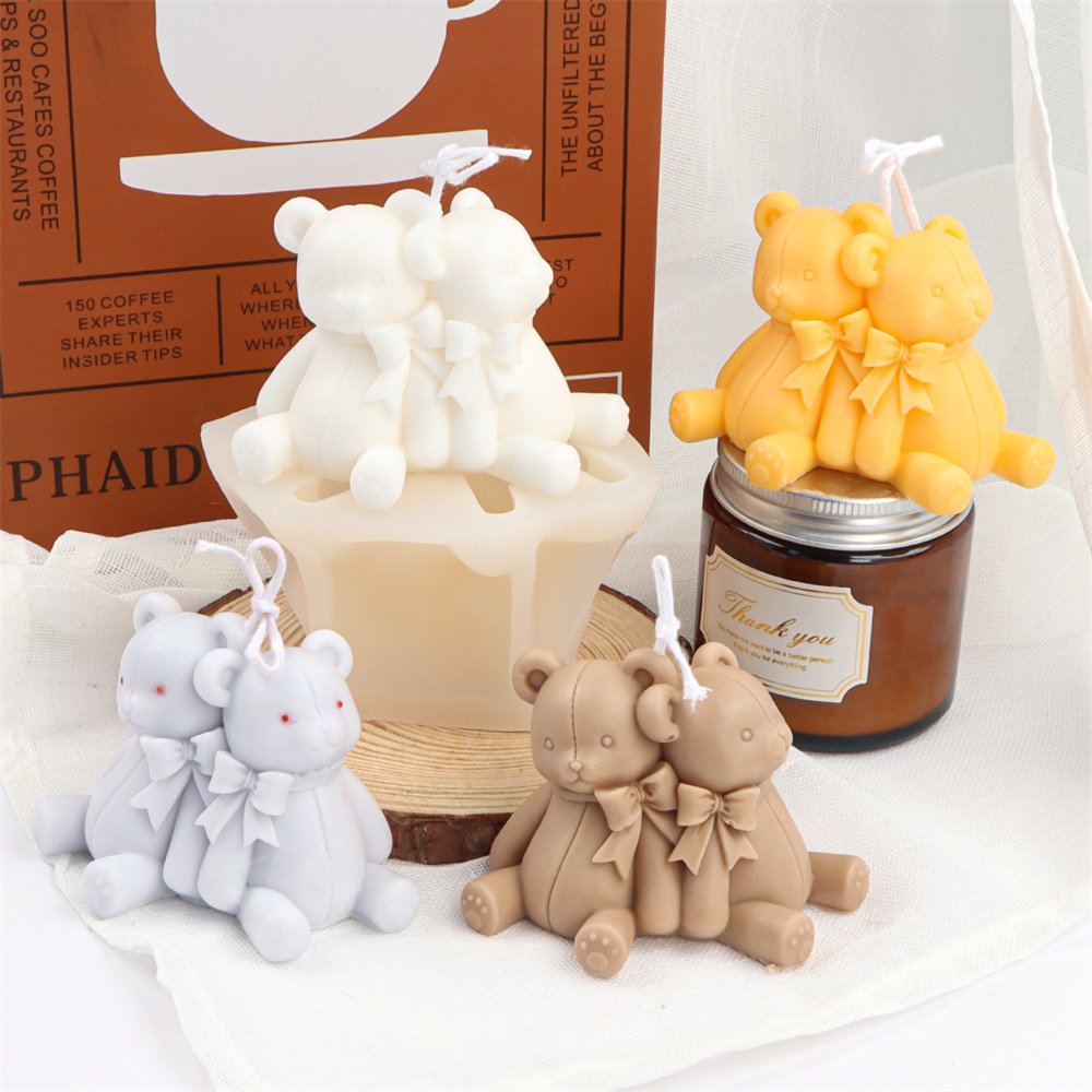 Gift Party Silicone Brown Bear Candle Mold Animal Scent Candle Mold DIY Bear Candle Making Supplies Simple Style Decoration