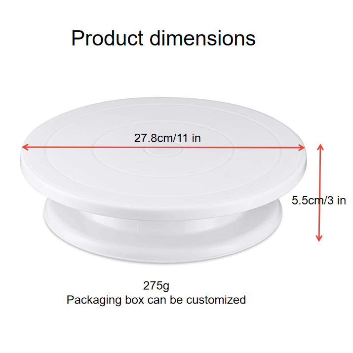 Customized cheap baking cake stand decorating tools plastic turntable non slip Cake turntable with mixer color box package