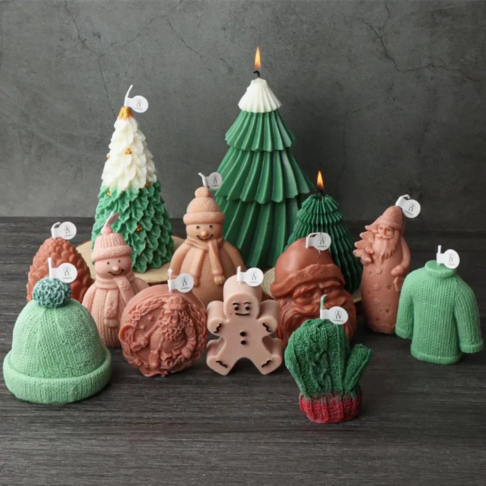 Christmas Candle Moulds Santa Snowman Silicone Molds for Candles Plant Animal Clothe Moldes De Silicona Para Velas Candle Mould