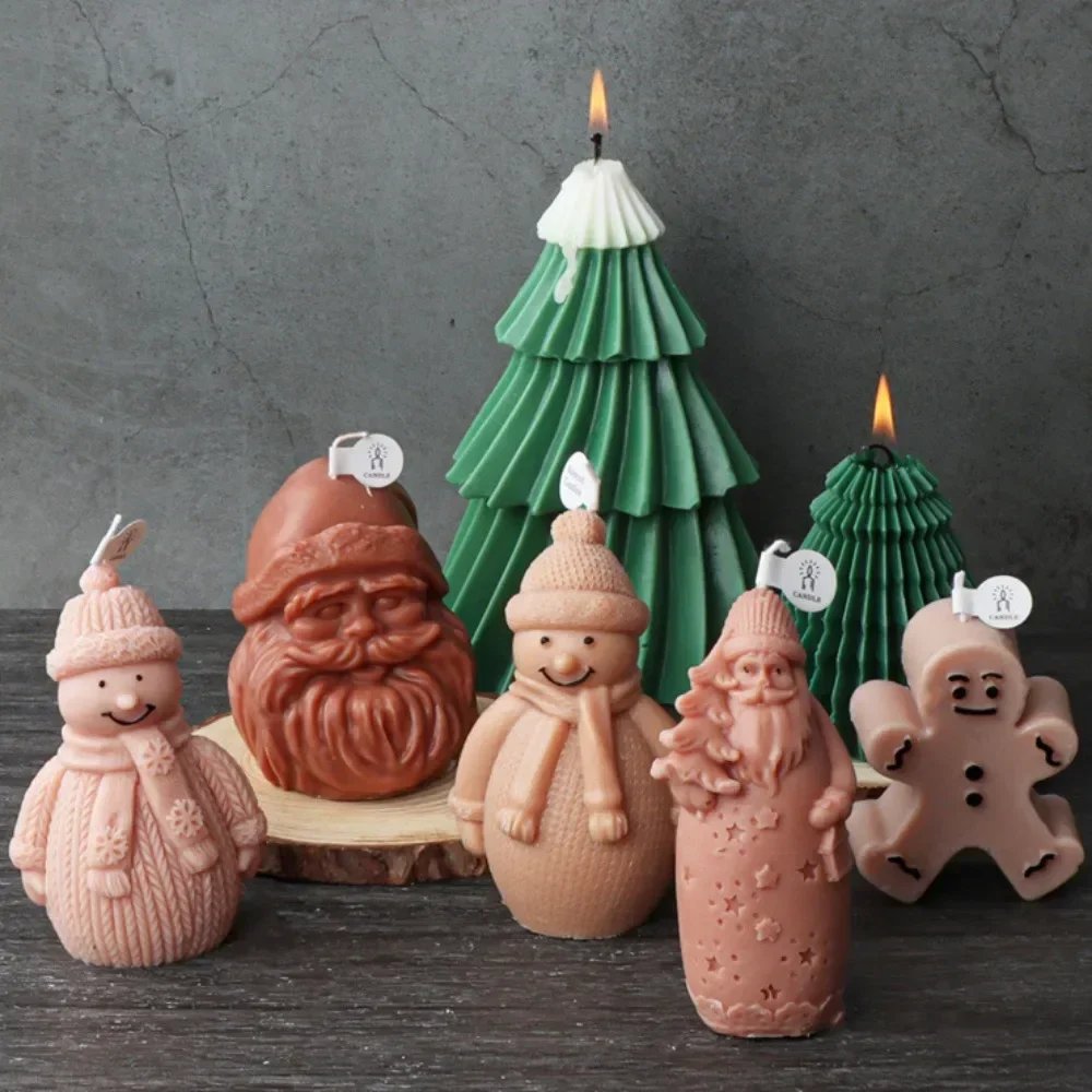 Christmas Candle Moulds Santa Snowman Silicone Molds for Candles Plant Animal Clothe Moldes De Silicona Para Velas Candle Mould