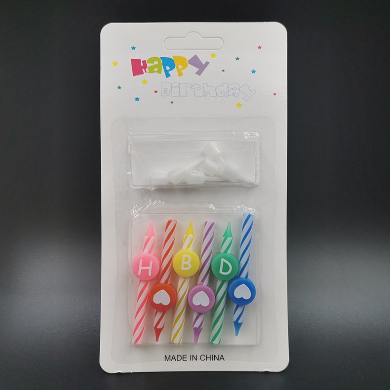 HBD Cartoon pattern small taper candles digital birthday candle with base