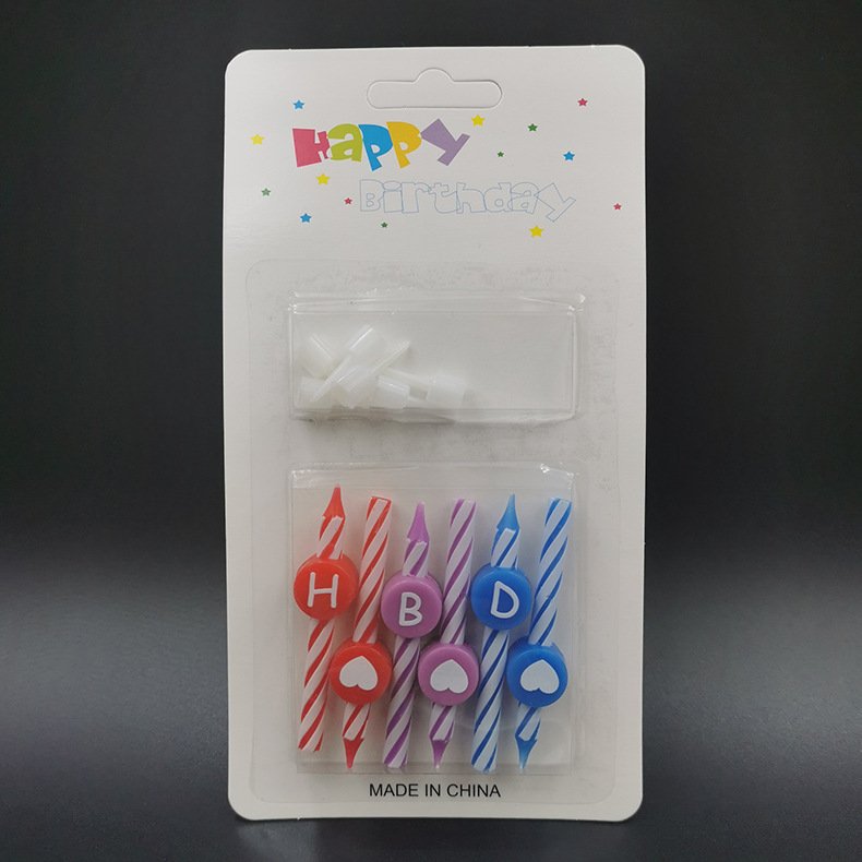 HBD Cartoon pattern small taper candles digital birthday candle with base