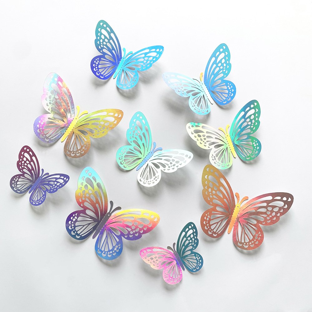 Premium Quality 3D 12pcs/bag Butterflies for Cake Accessories Wedding Happy Birthday Party Home Decorations Dessert Wall Sticks