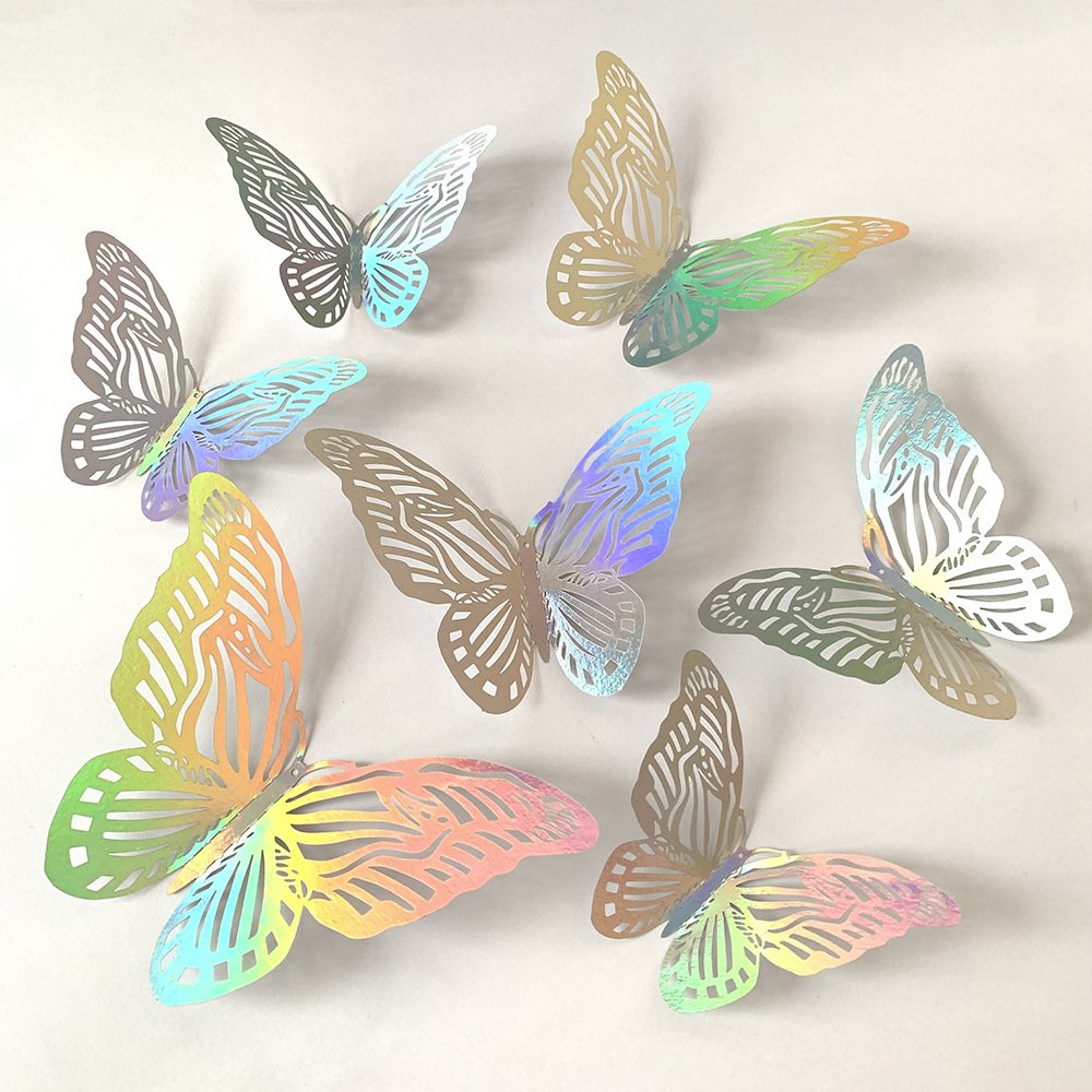 Premium Quality 3D 12pcs/bag Butterflies for Cake Accessories Wedding Happy Birthday Party Home Decorations Dessert Wall Sticks