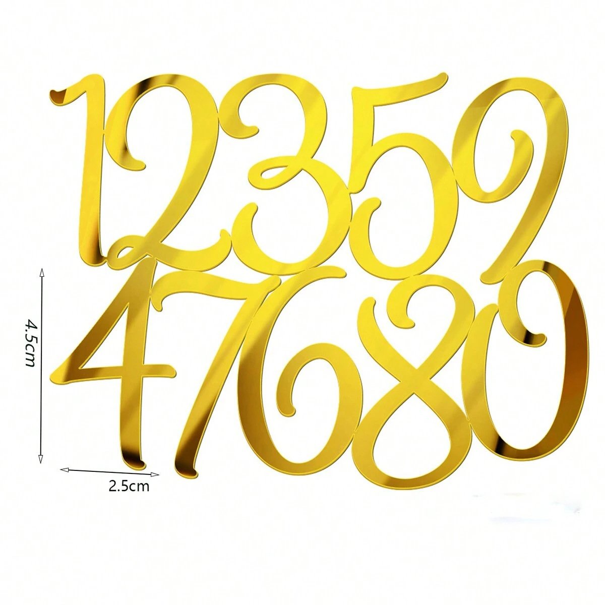Acrylic Gold Number Cake Topper DIY Personalized Cake Decoration Toppers for Birthday Wedding Decor