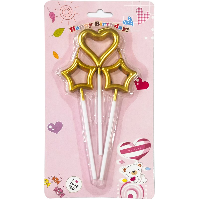 Love Star Fairy Birthday Candle Cake Romantic Heart Shape Gilded Pentagram Party Decoration Baking Supplies