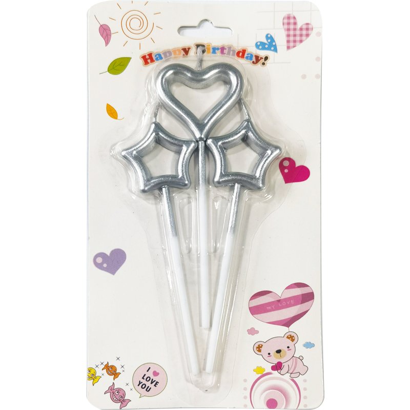 Love Star Fairy Birthday Candle Cake Romantic Heart Shape Gilded Pentagram Party Decoration Baking Supplies