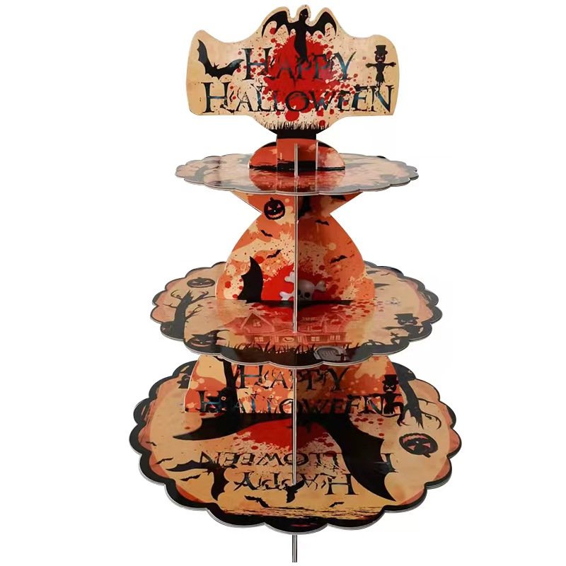 Halloween Party Supplies 3 Tier Cake Display Stand Birthday Party Wedding Cake Stand Bat Figure Tray Decoration