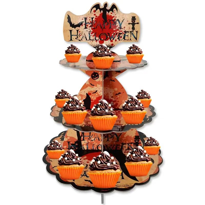 Halloween Party Supplies 3 Tier Cake Display Stand Birthday Party Wedding Cake Stand Bat Figure Tray Decoration