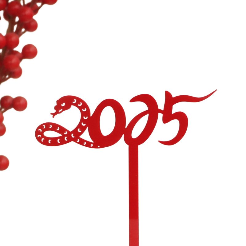 New 2025 Snake year cake decoration happy new year cake topper party supplies acrylic cake toppers wholesale