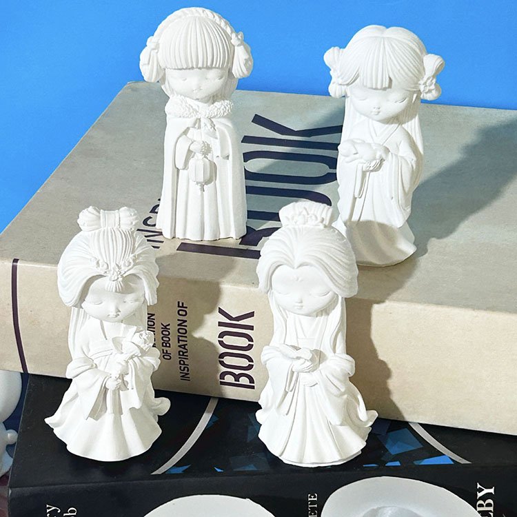 Four Ancient Beauties Cartoon Candles Silicone Mold DIY Creative Aromatherapy Home Decor Desktop Ornaments Handicrafts Keychains