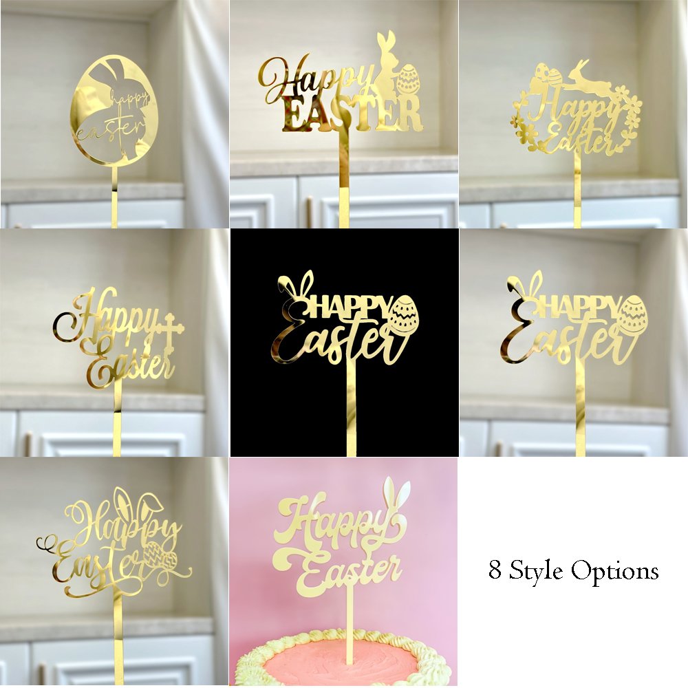 Happy Easter Acrylic Cake Topper Decor Bunny Cakes Toppers for Happy Easter Party Decoration Supplies