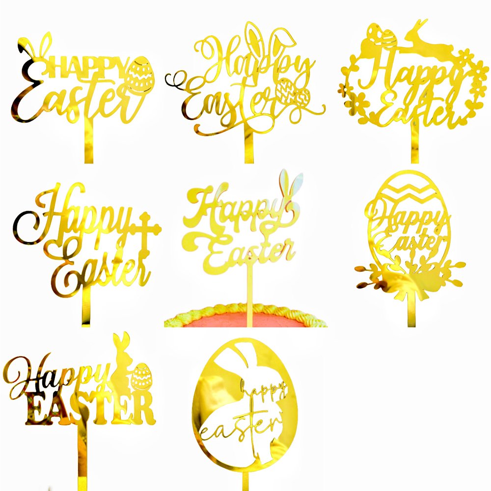 Happy Easter Acrylic Cake Topper Decor Bunny Cakes Toppers for Happy Easter Party Decoration Supplies