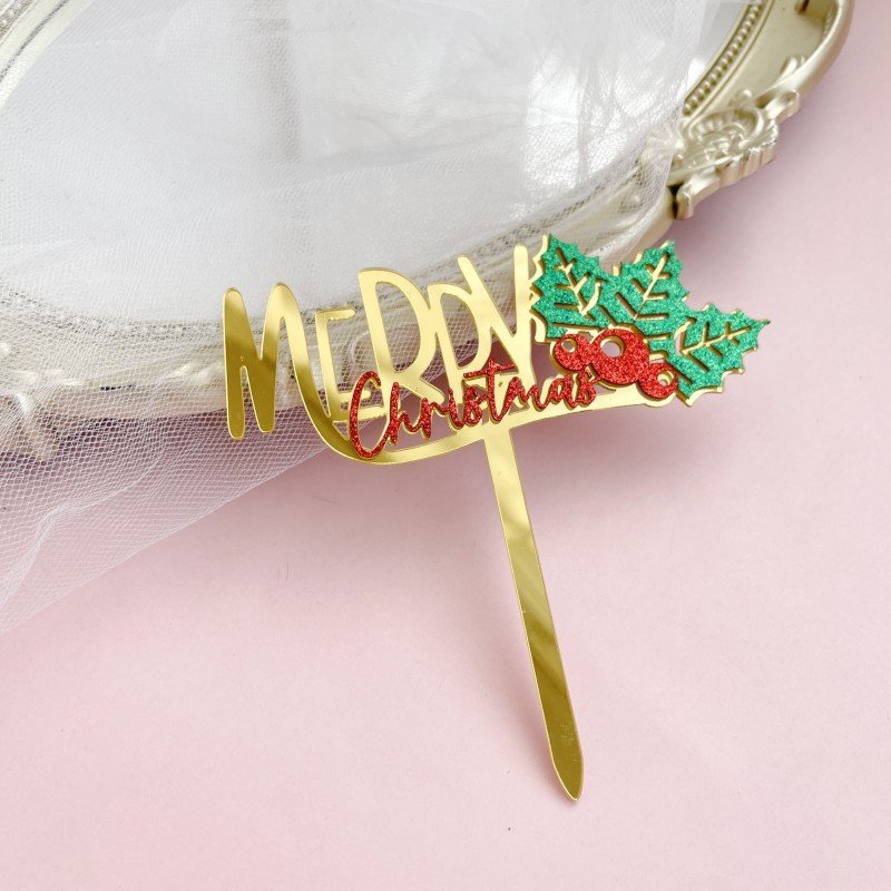 New Style Christmas Cake Decoration Party Supplies DIY Double Acrylic Glitter Christmas Tree Christmas Cake Toppers