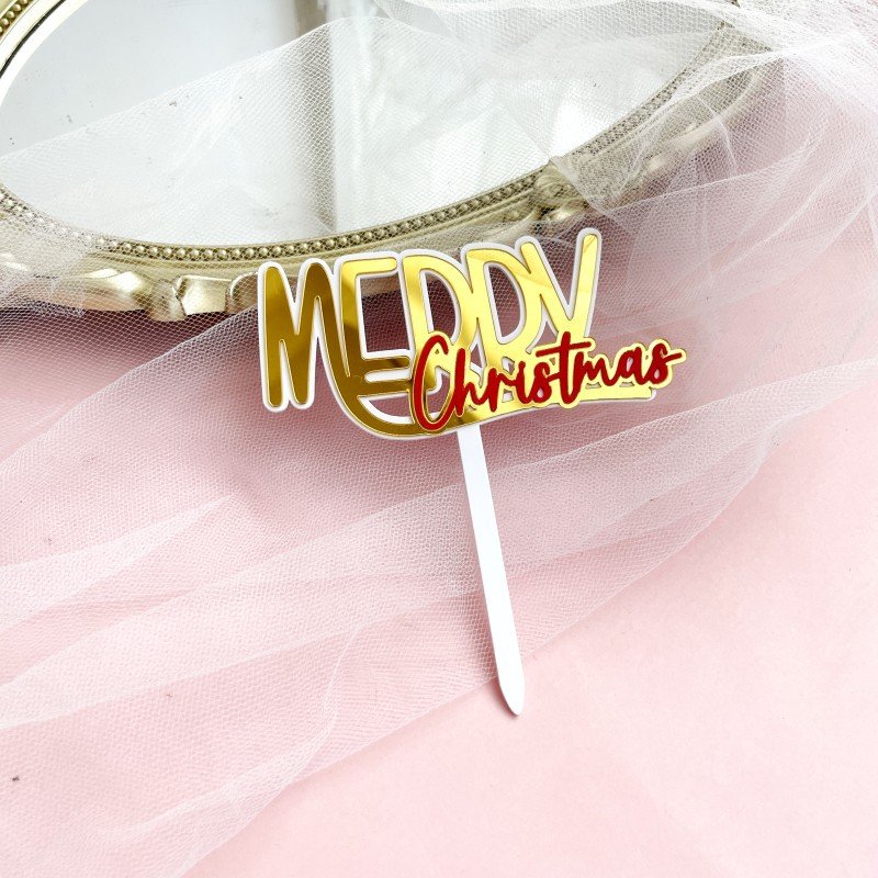 New Style Christmas Cake Decoration Party Supplies DIY Double Acrylic Glitter Christmas Tree Christmas Cake Toppers