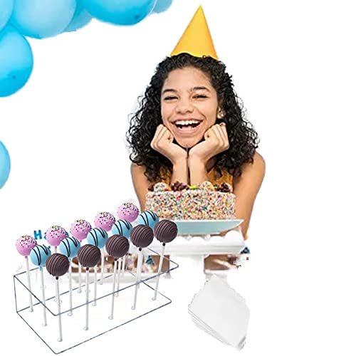 Factory wholesale 2 Packs with Lollipop Sticks, Treat Bags and Twist Ties Acrylic Cake Pop Stand Display Holder for home kitchen