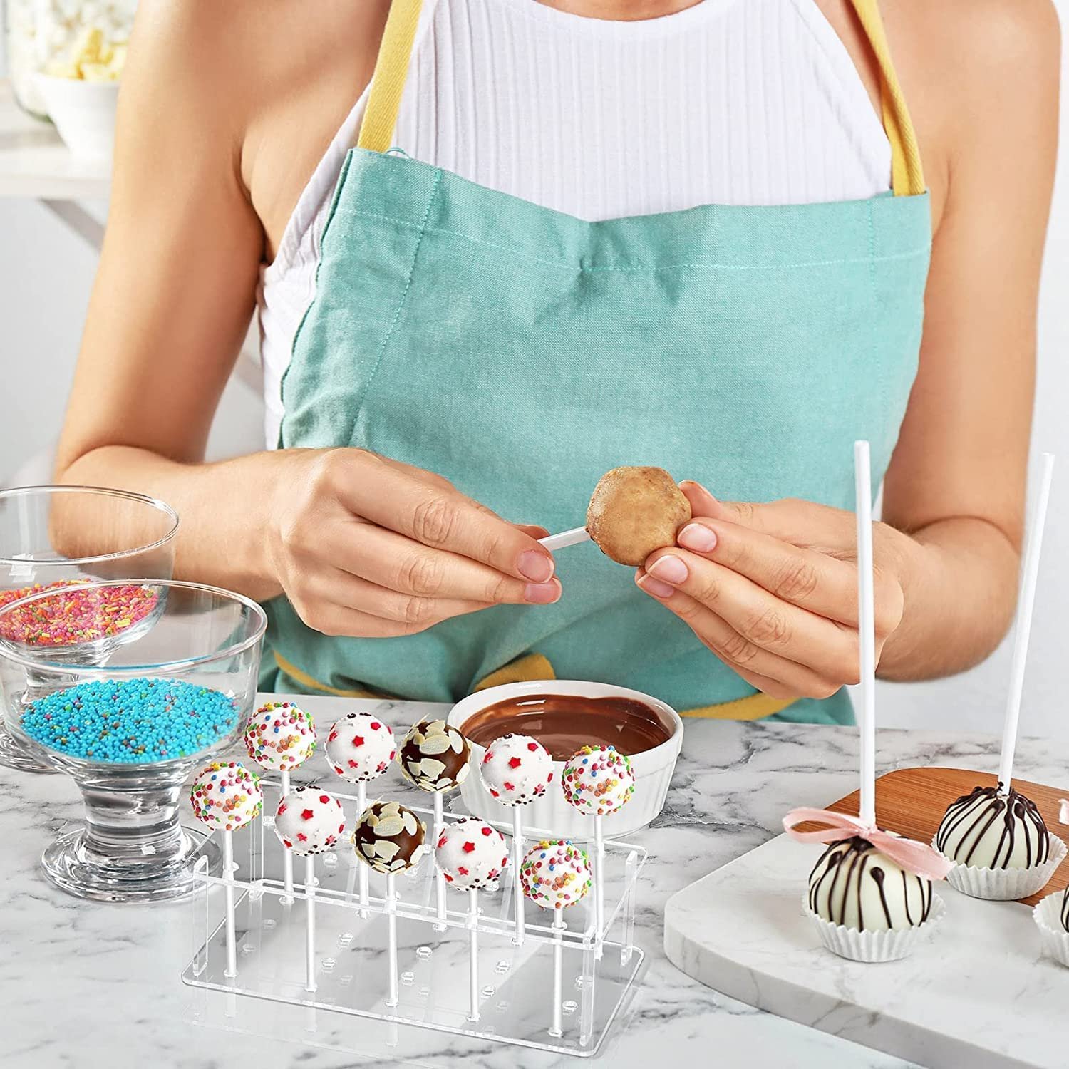 Factory wholesale 2 Packs with Lollipop Sticks, Treat Bags and Twist Ties Acrylic Cake Pop Stand Display Holder for home kitchen