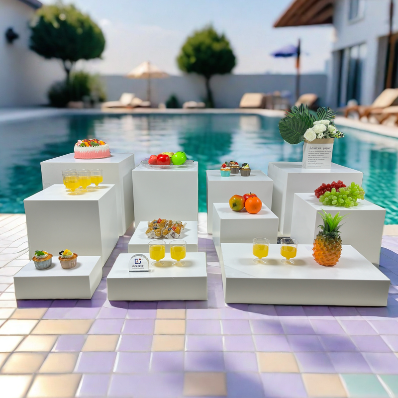 Gaojian Acrylic Buffet Food Risers Display Stand for Party Catering Jewelry Cube Boxes Nesting Risers with Hollow Bottoms