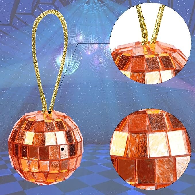 Mosaic Glass Round Disco Balls Ornaments Decorations Mini Disco Ball Cake Decoration 70s Disco Party Supplies for Christmas Tree