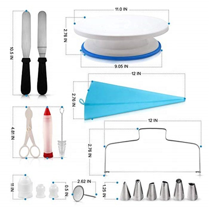 120 PCS Cake turntable set with Round Cake Pans Decorating Supplies Kit Baking Pastry Tools Baking Accessories