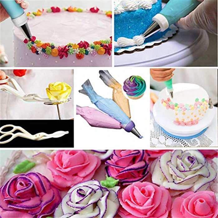 120 PCS Cake turntable set with Round Cake Pans Decorating Supplies Kit Baking Pastry Tools Baking Accessories