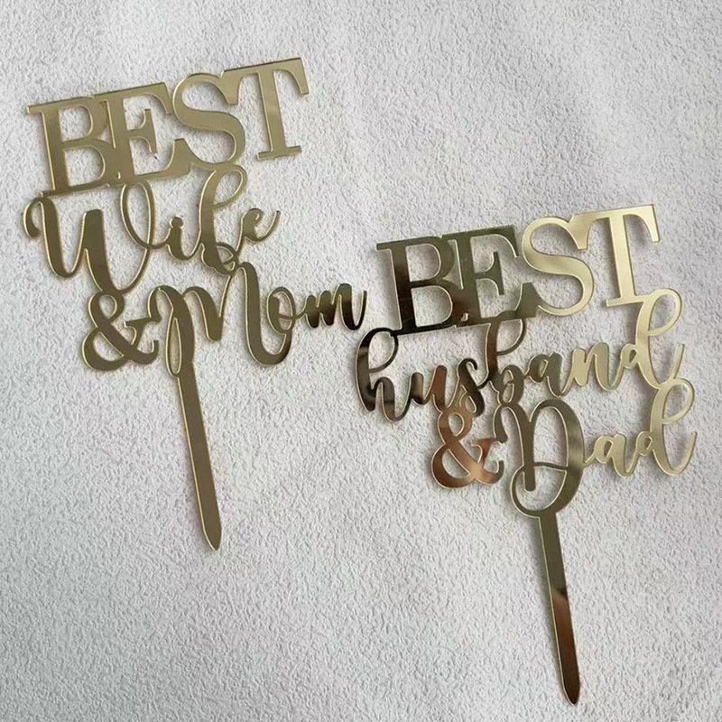 Baby Shower Decorating Best Wife And Mom Gold Acrylic Topper Toppers For Party Events Cake Supplies