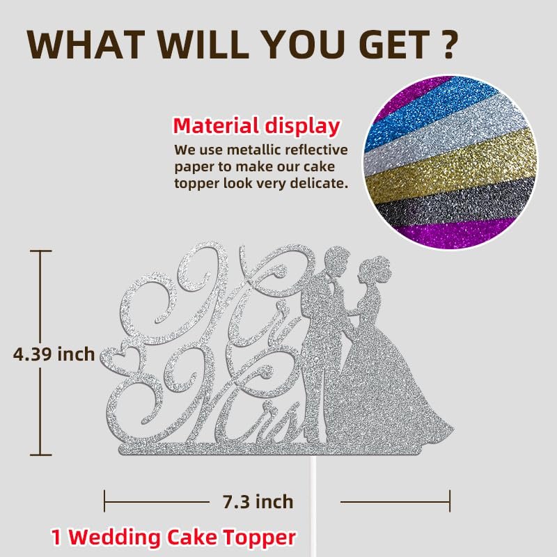 Bride and Groom Sign Mr and Mrs Cake Topper for Wedding Engagement Cake Topper Decorations