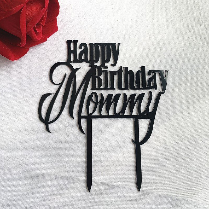 Acrylic Cake Decoration Golden Happy Birthday Mom and Dad English Letters Acrylic Cake Decorating Supplies Cake Topper Wholesale