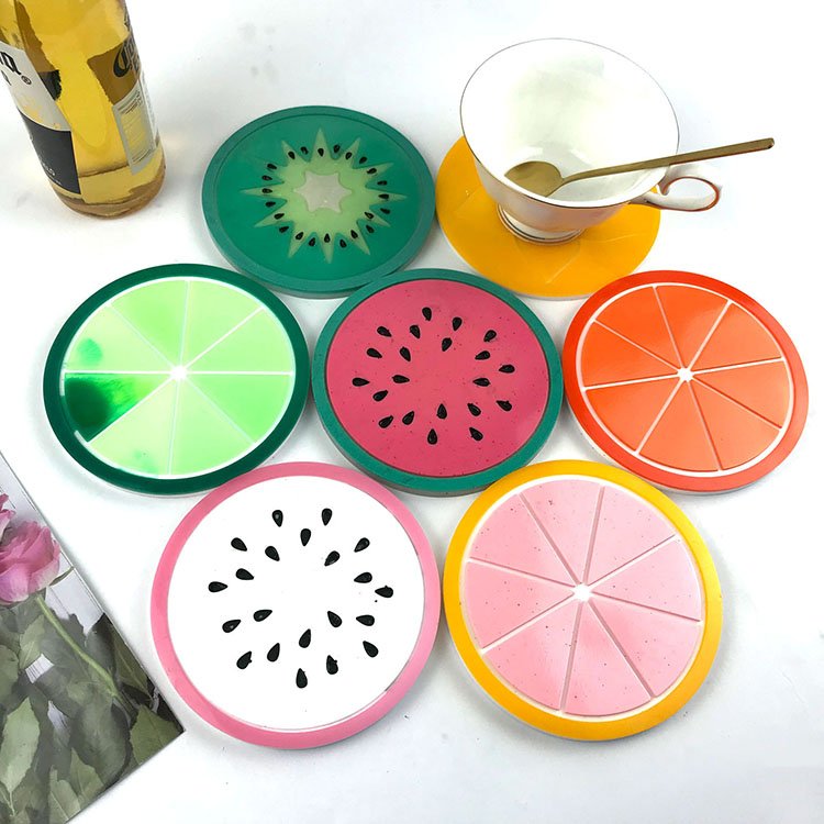 YS DIY 4Pcs/Set Fruit Coaster Colorful Resin Mold Silicone Tea Cup Drinks Holder Mat Placemat Coaster Insulation pads Handmade