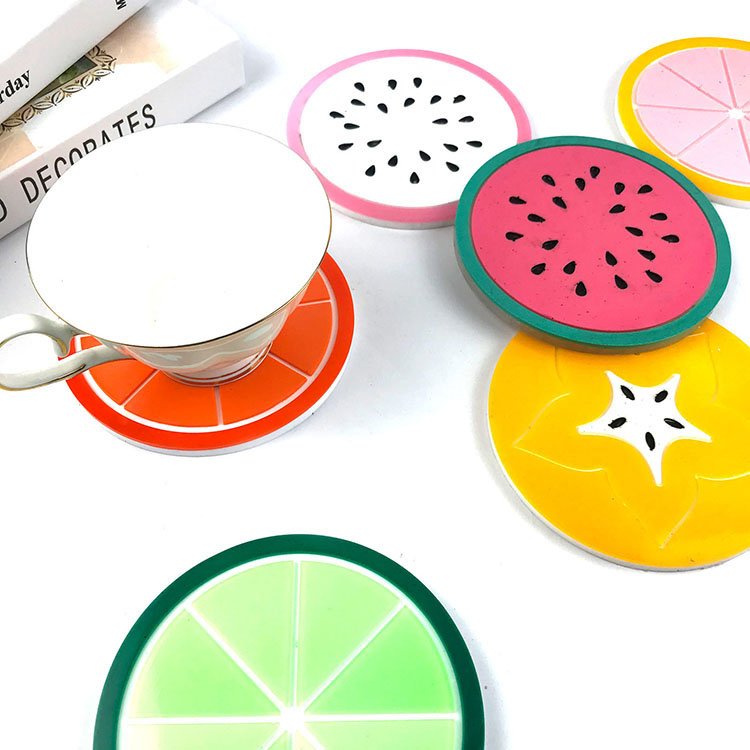 YS DIY 4Pcs/Set Fruit Coaster Colorful Resin Mold Silicone Tea Cup Drinks Holder Mat Placemat Coaster Insulation pads Handmade