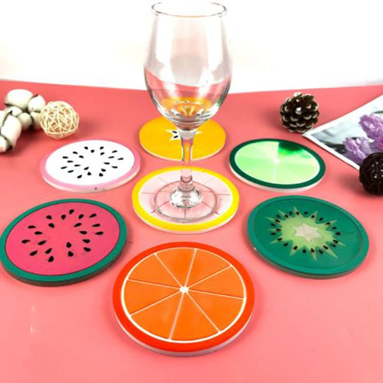 YS DIY 4Pcs/Set Fruit Coaster Colorful Resin Mold Silicone Tea Cup Drinks Holder Mat Placemat Coaster Insulation pads Handmade