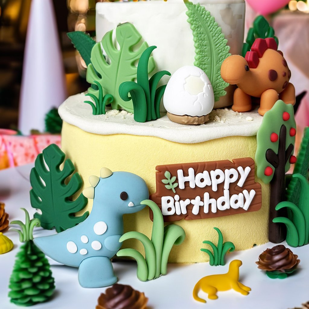 Baby Dinosaur Cake Toppers for Boy or Girl Birthday Themed Party Supplies and Decorations for Baby Shower