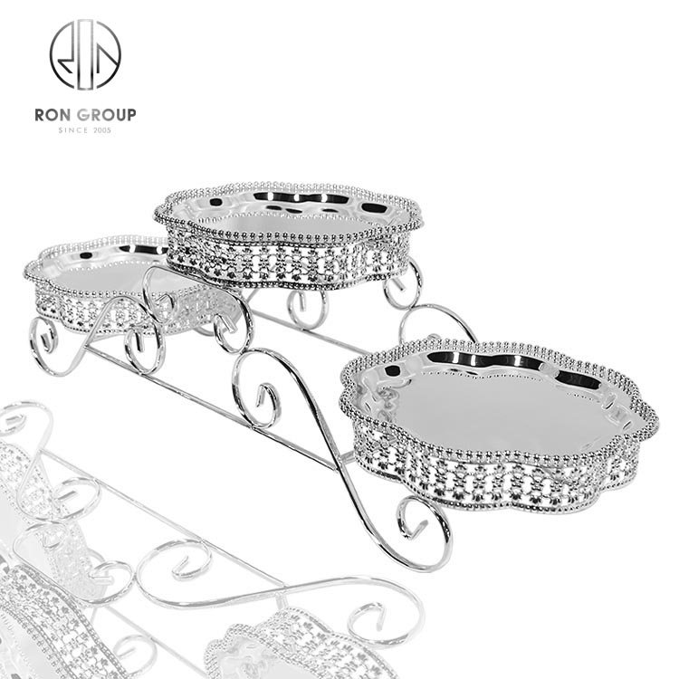 Metal glass 3 tier cup crystal silver wedding Christmas cake dessert display stand set stands for wedding party cake decorating