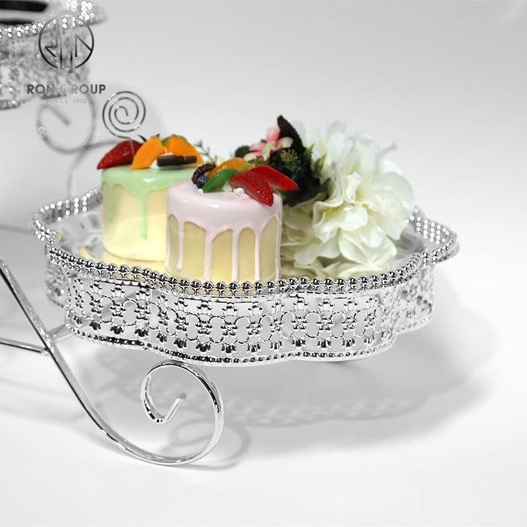 Metal glass 3 tier cup crystal silver wedding Christmas cake dessert display stand set stands for wedding party cake decorating