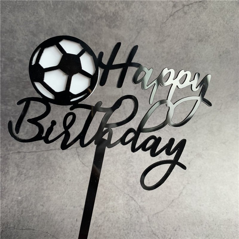 Wholesale Hot Party Decorations Birthday Supplies birthday CupCake Plugin Acrylic Football Theme Cake Topper For Boys Men