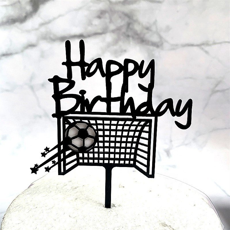 Wholesale Hot Party Decorations Birthday Supplies birthday CupCake Plugin Acrylic Football Theme Cake Topper For Boys Men