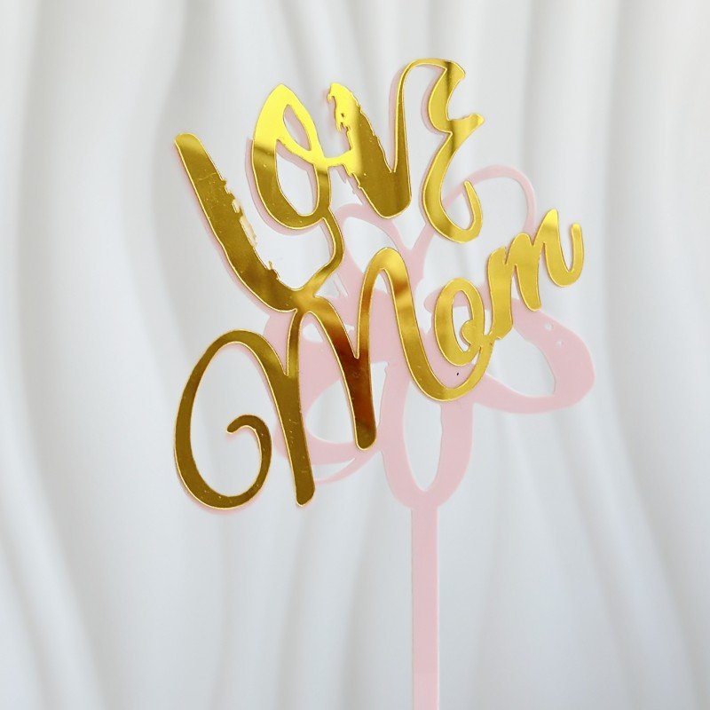 Colorful Heart Best Mom Cupcake Picks I love you Mom Cake Decorations for Happy Mother's Day Theme Birthday Party Supplies