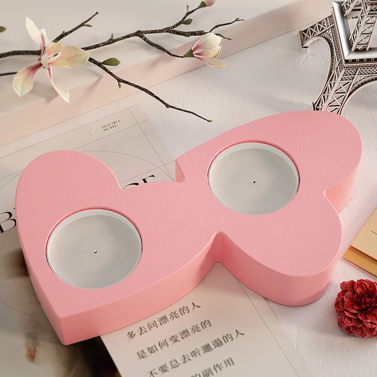 DIY Heart Candlestick Silicone Mold Valentine's Day Candlelight Dinner Gypsum Candle Cup Crystal Drop Glue Mold Home Decoration