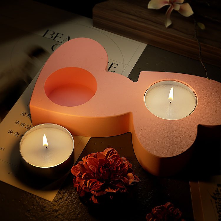 DIY Heart Candlestick Silicone Mold Valentine's Day Candlelight Dinner Gypsum Candle Cup Crystal Drop Glue Mold Home Decoration
