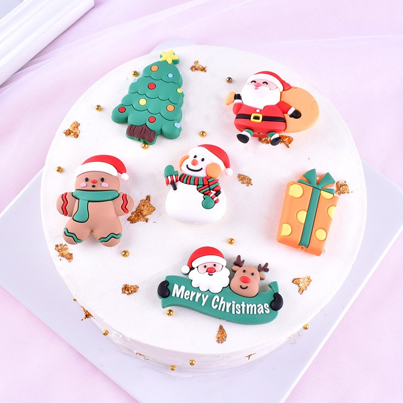 cake decorating supplies Santa Claus Xmas Ornaments Decoration Cake topper Cute Cottage Snowman Santa Tree Cake