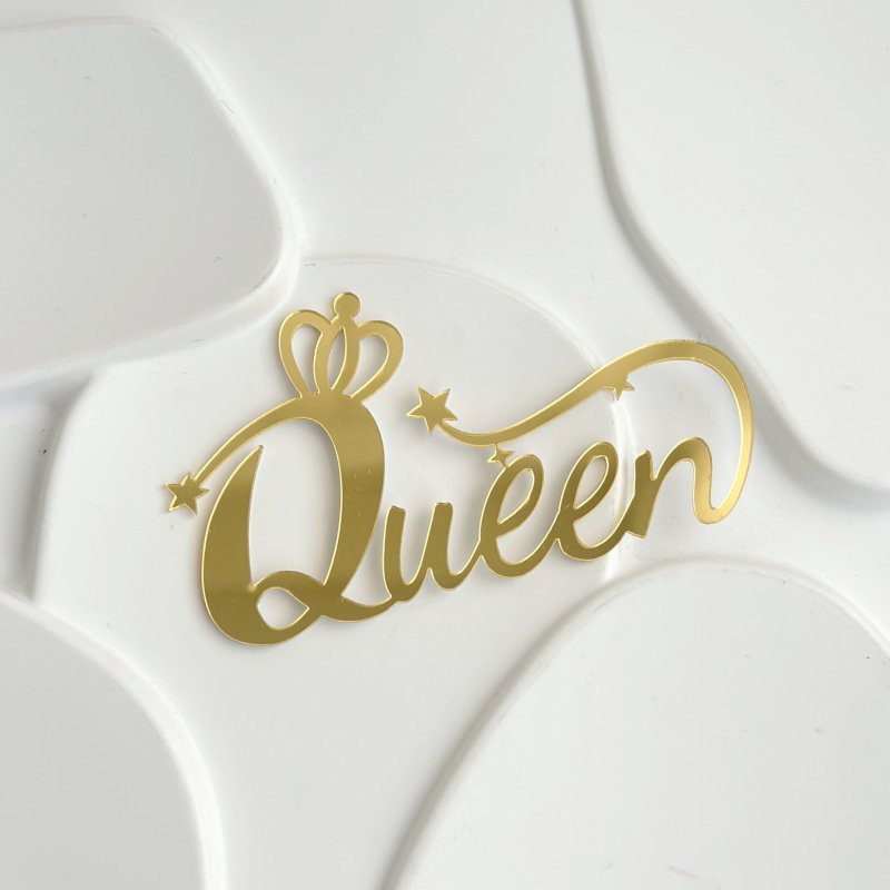 New Product Acrylic Cake Decorating Supplies Gold Acrylic My Queen Happy Birthday Cake Decoration Cake Topper for Birthday Party