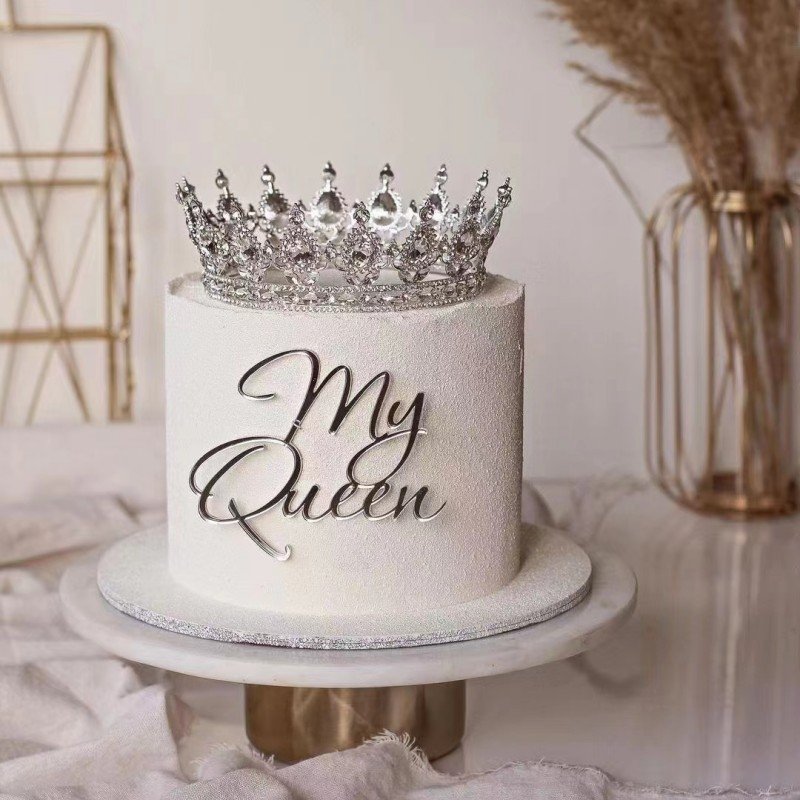 New Product Acrylic Cake Decorating Supplies Gold Acrylic My Queen Happy Birthday Cake Decoration Cake Topper for Birthday Party