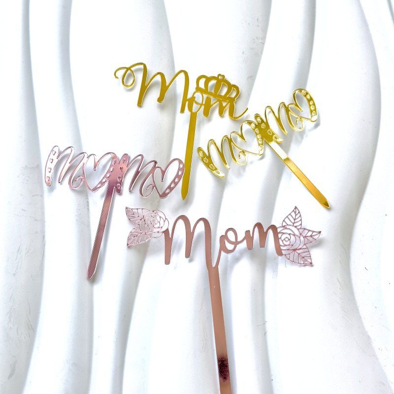 Best Mom Ever Cake Topper Acrylic Cake Picks with Love Heart Cake Decoration Mom Day Birthday Party Supplies