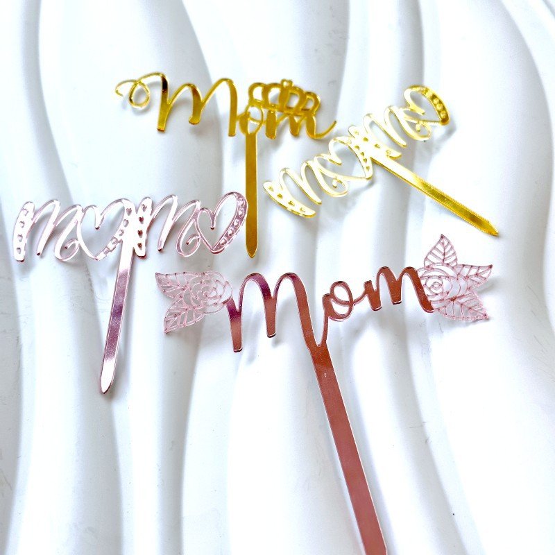 Best Mom Ever Cake Topper Acrylic Cake Picks with Love Heart Cake Decoration Mom Day Birthday Party Supplies