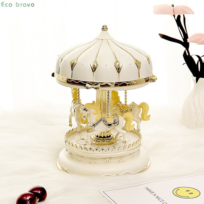 Home Decor Plastic crafts Carousel Cake Decoration Music Box Children's Toys Birthday Cake Ornament Christmas Gifts