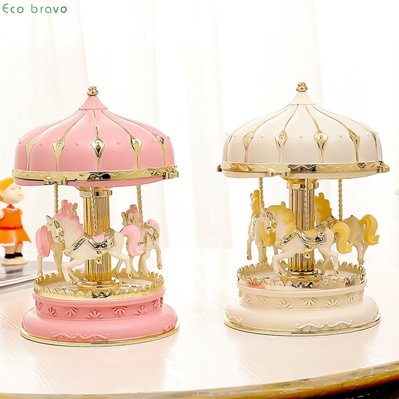 Home Decor Plastic crafts Carousel Cake Decoration Music Box Children's Toys Birthday Cake Ornament Christmas Gifts